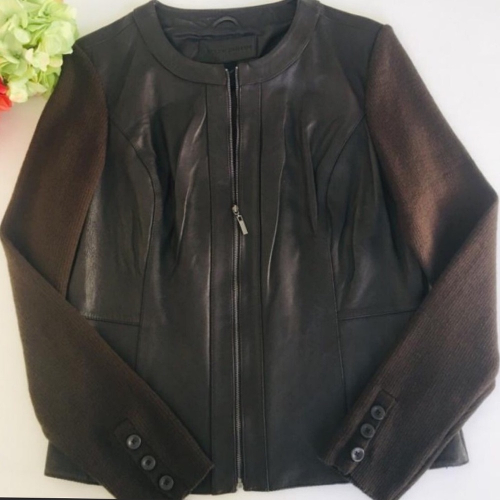 Jaclyn Smith Leather/Sweater Jacket - Size L
